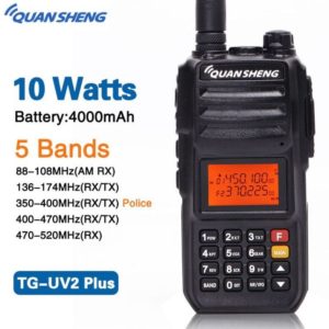Quansheng TG-UV2 PLUS Powerfull 10W 5 Bands VHF UHF Police Air Band Ham Radio