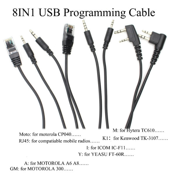 Multifunction 8 in 1 USB Programming Cable for Motorola Yaesu Icom Kenwood Baofeng Hytera Walkie Talkie - Image 2