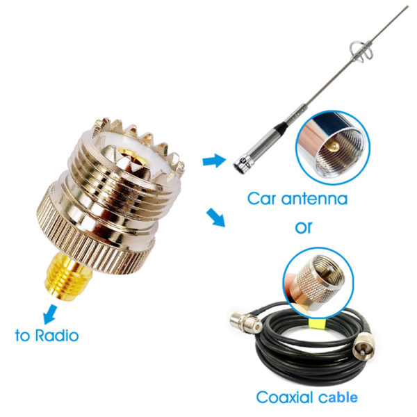 SMA Female to UHF SO239 (PL259) Female RF Coaxial Connector Adapter - Image 2