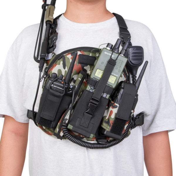 Tactical Harness Vest Rig Chest Bag for Hunt Military Walkie Talkie 