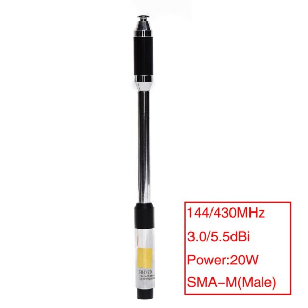 Walkie Talkie Harvest RH770 SMA-Male Dual Band 144/430MHz High Gain Telescopic Antenna