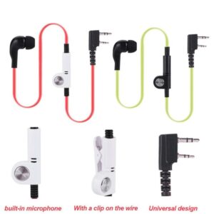 New 2 Pin K Head PTT Earphone Bult-in Mic for Kenwood Baofeng TYT Walkie Talkie