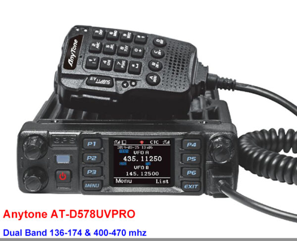 Anytone AT-D578UVPRO 50W DMR Digital Mobile Radio Dual Band Walkie Talkie with GPS APRS Bluetooth