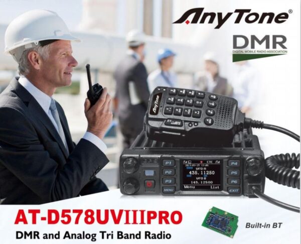 AnyTone AT-D578UV III Pro Tri-Band Amateur DMR/Analog Mobile with Bluetooth GPS