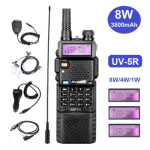 Baofeng UV-5R with 3800mAh Extend Battery Speaker Microphone Programming Cable Security Headset Car Charger High Gain Antenna