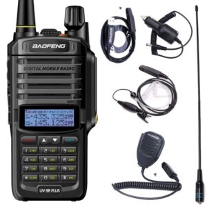 Baofeng UV-9R Plus Radio with Security Headset Speaker Microphone Programming Cable Hign Gain Antenna Car Charger