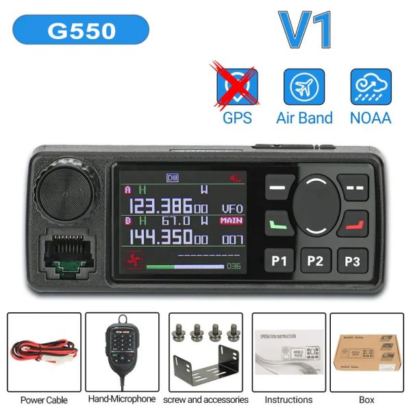 ALAFONE G550 25W Mobie Radio 108-520MHz Full Band AM Air Band 999 Channels Amateur GPS Radio Car Radio Station with Mic - Image 2