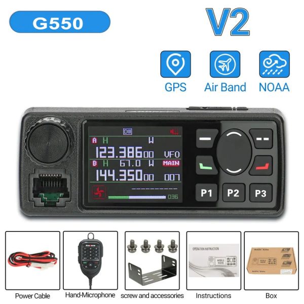 ALAFONE G550 25W Mobie Radio 108-520MHz Full Band AM Air Band 999 Channels Amateur GPS Radio Car Radio Station with Mic - Image 3