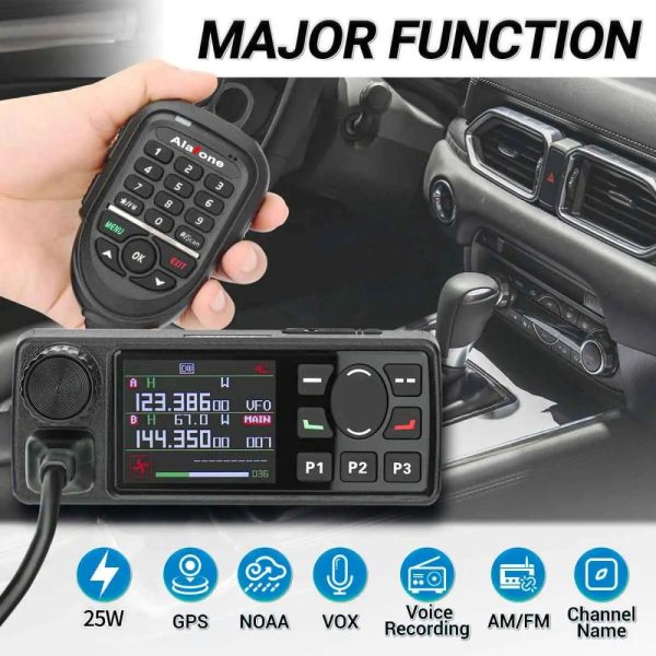 ALAFONE G550 25W Mobie Radio 108-520MHz Full Band AM Air Band 999 Channels Amateur GPS Radio Car Radio Station with Mic - Image 4