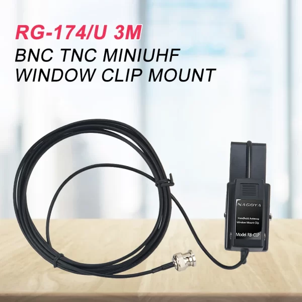 Original NAGOYA RB-CLP Window Clip Mount RG-174/U 3m Cable SMA-M BNC SMA-F for Portable Two Way Radio Antenna - Image 2