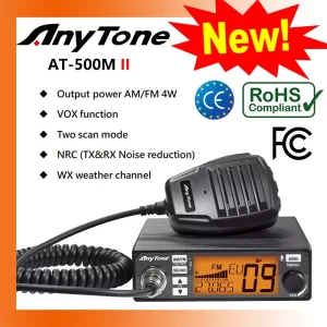 AnyTone AT-500M II CB Vehicle Transceiver for Truck 12/24V AM/FM 26-27Mhz, Noise reduction, WX weather channel Car Radio