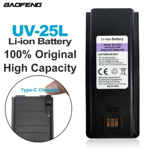 BAOFENG UV-25L Walkie Talkie Battery Type-C BL-UV25 High Capacity Li-ion for BF-UV25L Radios Battery