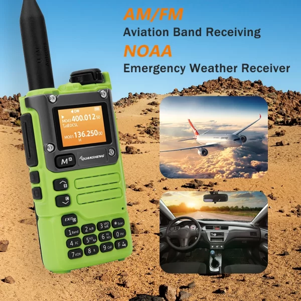 Quansheng UV-K6 5W Green Air Band UHF VHF DTMF FM 50-600MHz NOAA Wireless Frequency Walkie Talkie - Image 3