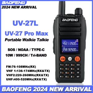 BAOFENG UV-27L Handheld Analogue Radio Tri-Band UHF VHF 999CH NOAA Type-C Charging