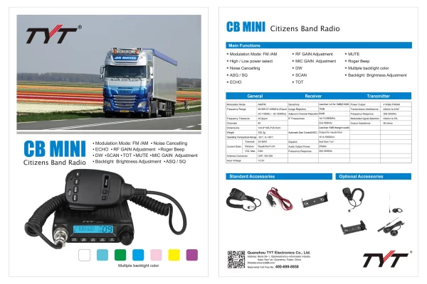 TYT CB MINI Radio 20W High Power Long Range Mobile Walkie Talkie - Image 3