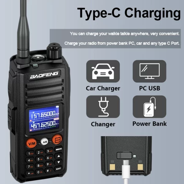13.5W Baofeng UV-27 Pro Max Walkie Talkie Three Bands High Capacity FM Two Way Ham Radio 999CH Wirless Copy Frequency NOAA - Image 4