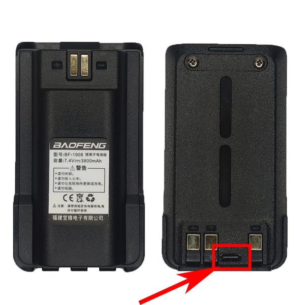 BAOFENG BF-1908 Battery 3800mAh TypeC/USB Rechargable Battery For BF-1909 Portable Radios Replacement Parts - Image 2