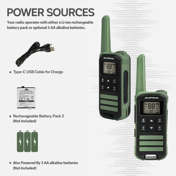 3Pcs Baofeng FR-22A Mini FRS Walkie Talkie 462MHz For Sport, Hiking, NOAA (without earphone) - Image 3