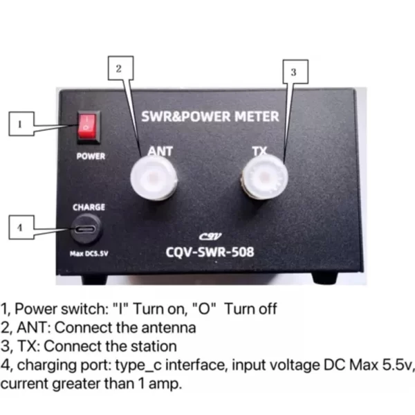 CQV-SWR-508 1.8-54MHz 200W SWR & Power Meter Digital PWR SWR Meter with 4.3" Color Touch Screen - Image 3