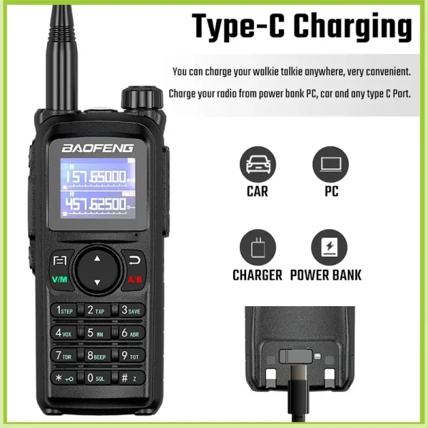 UV-28 Pro Max Baofeng UV 28 Walkie Talkies 5-10km 10W Tri Band USB C Charging NOAA 999CH UV-28L Long Range FM Ham Radio - Image 5