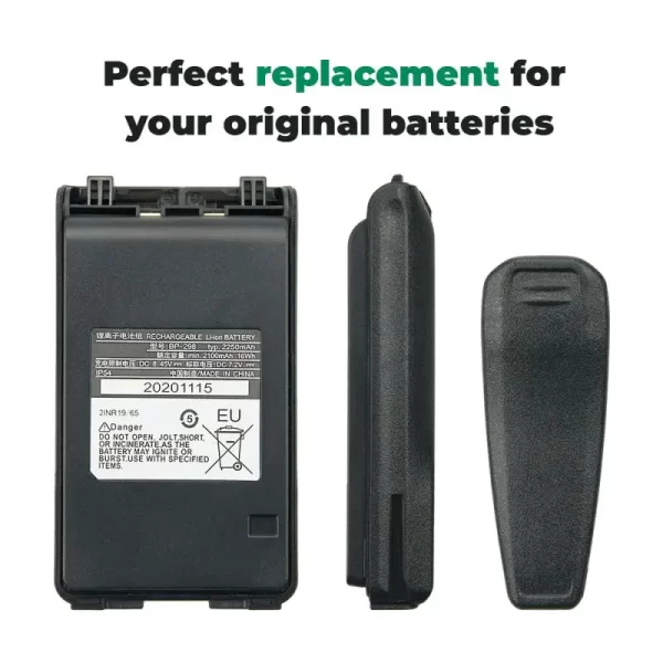7.2V 2250mAh Replacement Battery with Belt Clips for Walkie Talkie Icom IC-V86 - Image 2