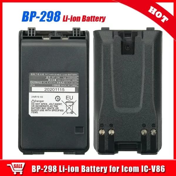 7.2V 2250mAh Replacement Battery with Belt Clips for Walkie Talkie Icom IC-V86