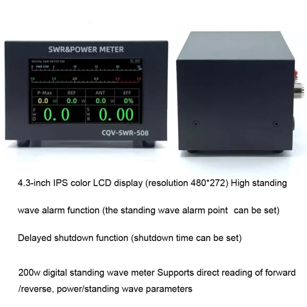 CQV-SWR-508 1.8-54MHz 200W SWR & Power Meter Digital PWR SWR Meter with 4.3" Color Touch Screen - Image 5