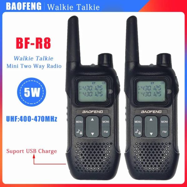 2pcs BAOFENG WALKIE TALKIE BF-R8 Mini Two Way Radio U9 Upgraded Version