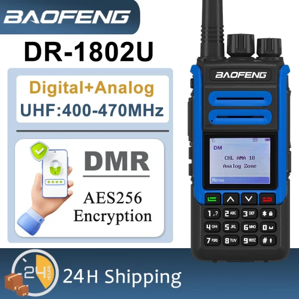 Baofeng DR-1802U DMR Walkie Talkie Advanced AES256 Encryption 2200mah 1024 Channel UHF 400-470MHZ Long Range Walkie Talkie