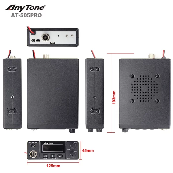 New Anytone AT-505Pro CB Mobile Transceiver 26.965-27.405MHz 4W 40Channels AM/FM/PA Scan Function ASQ/SQ/VOX Car Radio - Image 3