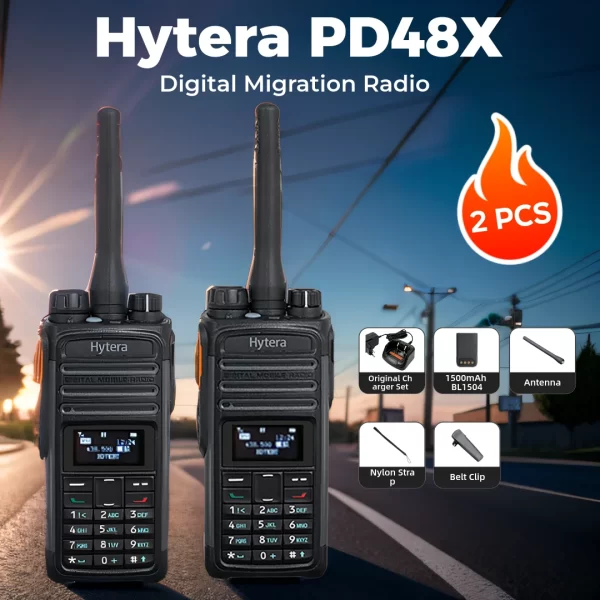 2PCS HYTERA DMR Handheld Radio PD488 / PD480 / PD482 / PD485 / PD486   Pseudo Trunk Digital Two-way Radio Full-Keypad Long Range Digital Walkie Talkie Critical Message for SECURITY