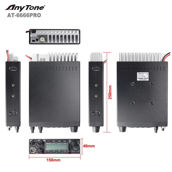 NEW ANYTONE AT-6666PRO CB Radio 28.000 - 29.700 Mhz 40 Channel CTCSS / DCS Mobile Transceiver AM/FM/SSB 10 Meter Mobile Radio - Image 4
