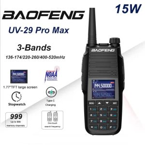 Baofeng UV-29 Pro Max Walkie Talkie Three Bands Wireless Frequency Copy-1.77 inch LCD   High Capacity FM Two Way Ham Radio 999CH Wirless Copy Frequency NOAA