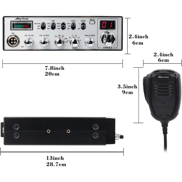 AnyTone ARES II CB Radio10 Meter High Power Mobile Amateur Two way radio - Image 3
