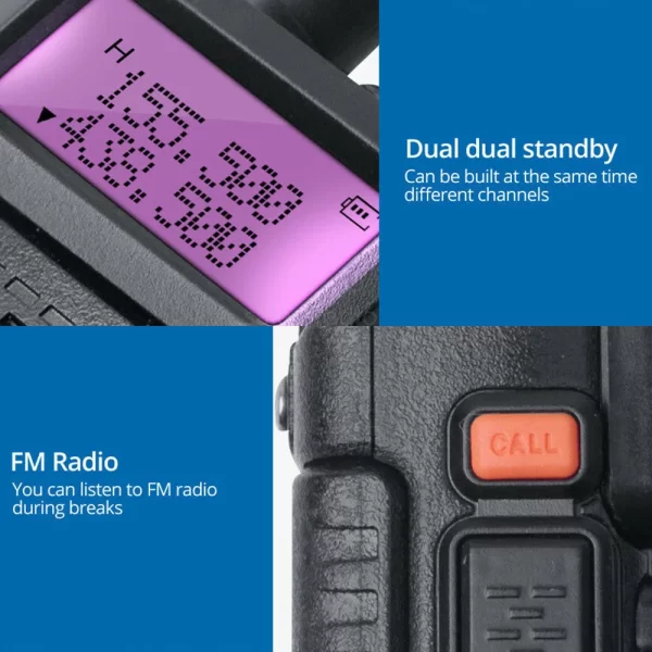10PCS Baofeng UV-5R 8W Walkie Talkie Triple Power 8/4/1 Watts VHF UHF Dual Band UV5R Handheld Analogue Radio - Image 4