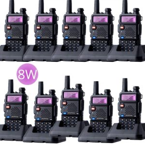 10PCS Baofeng UV-5R 8W Walkie Talkie Triple Power 8/4/1 Watts VHF UHF Dual Band UV5R Handheld Analogue Radio