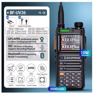 Baofeng UV26 Walkie Talkie GPS APSR Multi Band Bluetooth Programming Recording Wirless Copy Frequency Type-C Long Range Two Way Radio