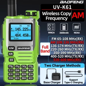Walkie Talkie Baofeng UV-K61 Green Air Band Wireless Copy Frequency Type-C Full Band UHF VHF DTMF NOAA UV-5R Upgraded UV-K6 Ham Radio