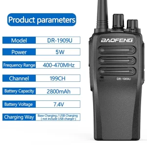 Baofeng DR-1909U DMR Digital Analog UHF Ham Walkie Talkie 5W 2800mAh Battery IP67 Dust-proof Anti-fall