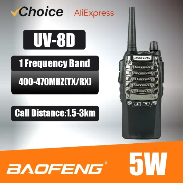 Baofeng UV-8D Dual PTT Key UHF 400-520Mhz Portable Transceiver Two Way Radio Walkie Talkie Interphone FM Radio with 2800mAh battery - Image 2