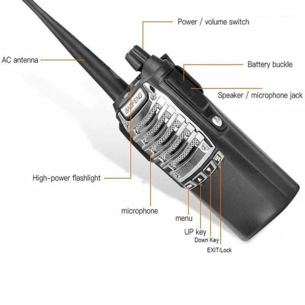 Baofeng UV-8D Dual PTT Key UHF 400-520Mhz Portable Transceiver Two Way Radio Walkie Talkie Interphone FM Radio with 2800mAh battery - Image 3