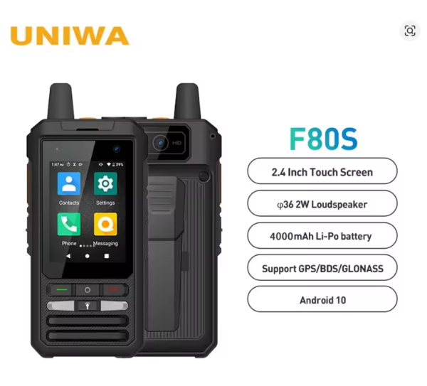 UNIWA F80S POC Walkie Talkie 4G Rugged Phone Spreadtrum Quad Core 1GB+8GB 4000mAh Battery 2.4Inch 1.4GHz Android 10 Mobile Phone