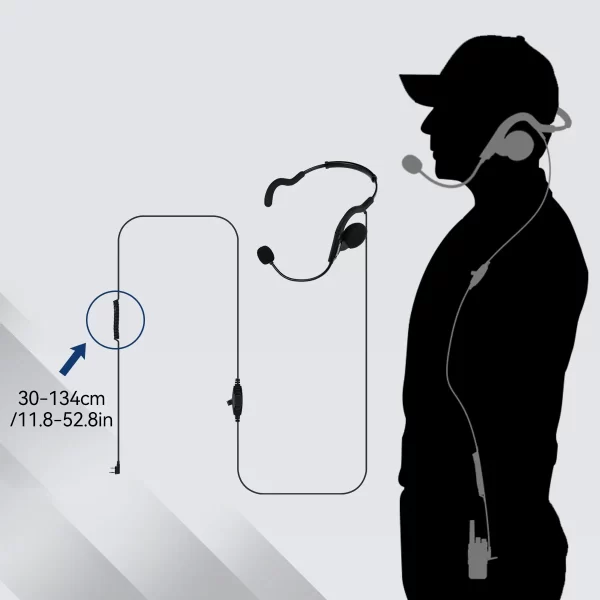 EHK014 Walkie Talkie Headset K2 Pin Connector PTT Portable Earpieces Coiled Cable Adjustable Two Way Radio Earphone - Image 2