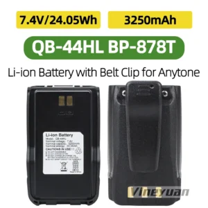 NEW 7.4V 3250mAh QB-44HL Li-ion Battery with Belt Clip for Anytone AT-D878UV Plus AT-D868UV AT-D858 BTECH DMR-6X2 radio